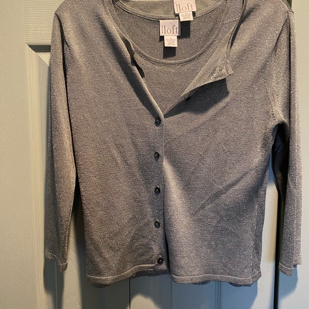The loft silver glittery holiday twin set
